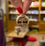 Auksinės spalvos „Gyvybės medžio“ pakabukas su natūraliu oniksu - Image 2